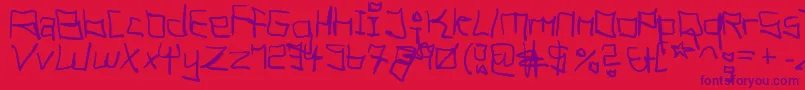 TagHandGraffitiTrash-Schriftart – Violette Schriften auf rotem Hintergrund