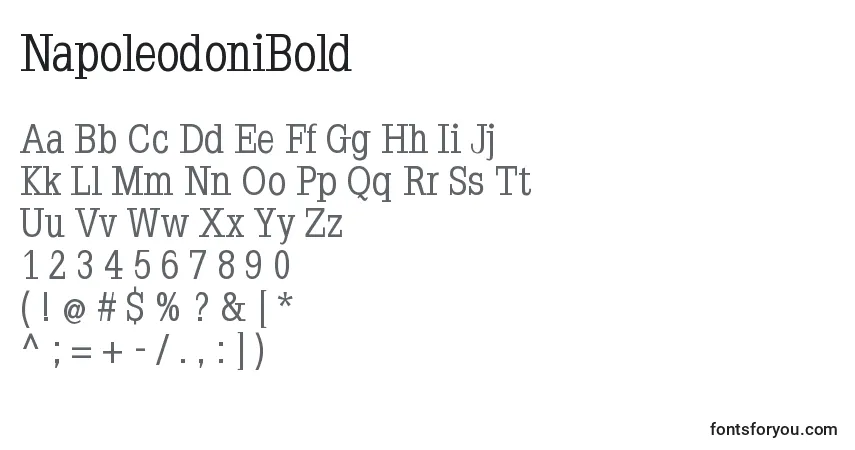 Czcionka NapoleodoniBold – alfabet, cyfry, specjalne znaki