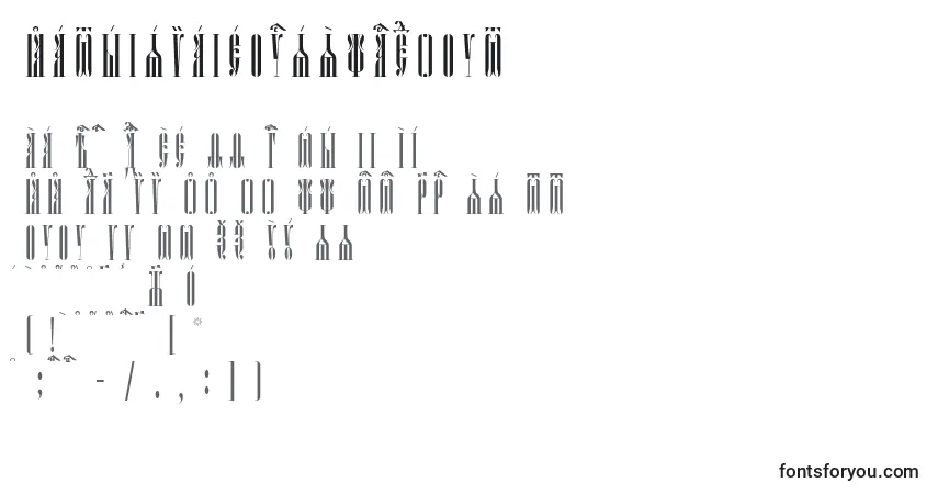 Czcionka KathismaIeucsSpacedout – alfabet, cyfry, specjalne znaki