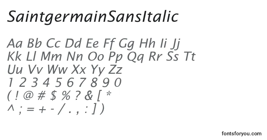 SaintgermainSansItalicフォント–アルファベット、数字、特殊文字