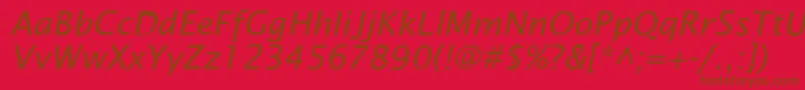 SaintgermainSansItalic-fontti – ruskeat fontit punaisella taustalla
