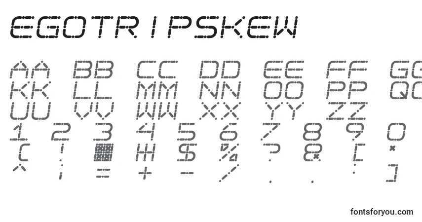 Czcionka Egotripskew – alfabet, cyfry, specjalne znaki