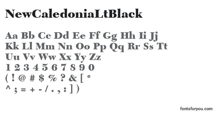 A fonte NewCaledoniaLtBlack – alfabeto, números, caracteres especiais