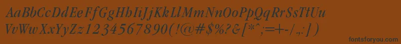 GaramondCondencedNormalIt-Schriftart – Schwarze Schriften auf braunem Hintergrund