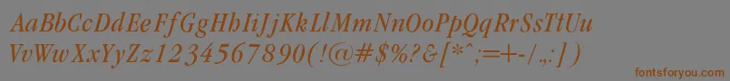 GaramondCondencedNormalIt-Schriftart – Braune Schriften auf grauem Hintergrund