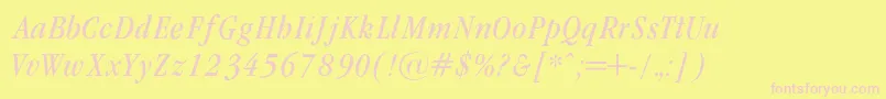 GaramondCondencedNormalIt Font – Pink Fonts on Yellow Background