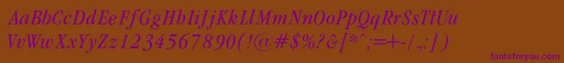 GaramondCondencedNormalIt Font – Purple Fonts on Brown Background