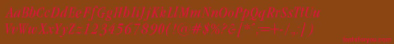 GaramondCondencedNormalIt-Schriftart – Rote Schriften auf braunem Hintergrund