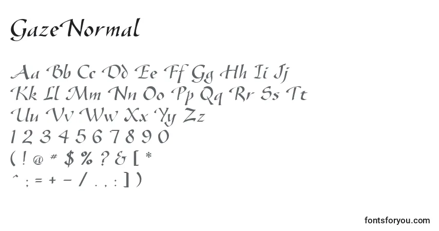 A fonte GazeNormal – alfabeto, números, caracteres especiais