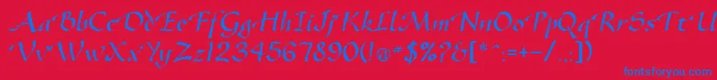 GazeNormal-Schriftart – Blaue Schriften auf rotem Hintergrund