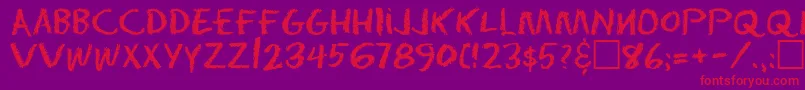 Fonte Eraser Regular – fontes vermelhas em um fundo violeta