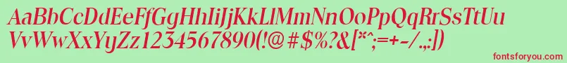 フォントToledoserialMediumItalic – 赤い文字の緑の背景
