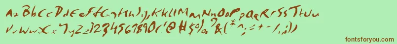 Fonte ElmoreItalic – fontes marrons em um fundo verde