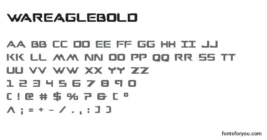 Czcionka WarEagleBold – alfabet, cyfry, specjalne znaki