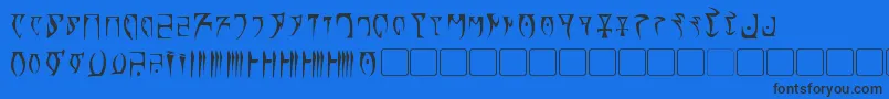Daedra-Schriftart – Schwarze Schriften auf blauem Hintergrund