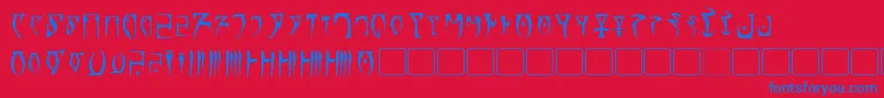 Daedra-Schriftart – Blaue Schriften auf rotem Hintergrund