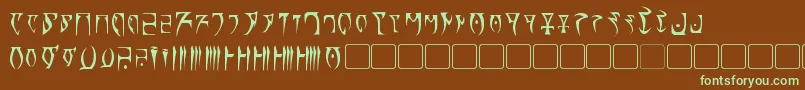 Daedra-Schriftart – Grüne Schriften auf braunem Hintergrund
