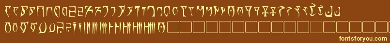 Daedra-fontti – keltaiset fontit ruskealla taustalla