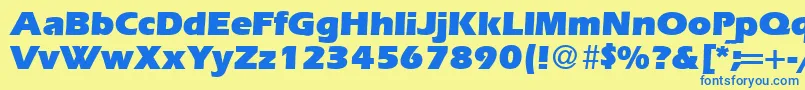 ErgoultraRegularDb-Schriftart – Blaue Schriften auf gelbem Hintergrund
