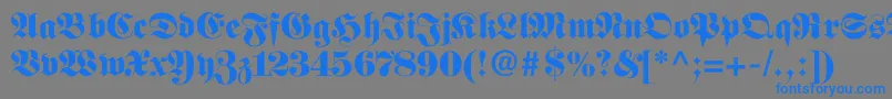 フォントFettefraktur – 灰色の背景に青い文字