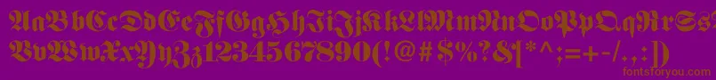 Fettefraktur-Schriftart – Braune Schriften auf violettem Hintergrund