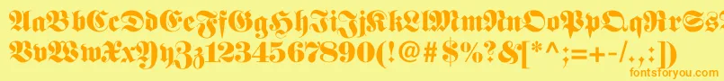 Czcionka Fettefraktur – pomarańczowe czcionki na żółtym tle