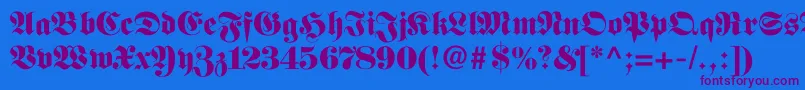 Fettefraktur-Schriftart – Violette Schriften auf blauem Hintergrund