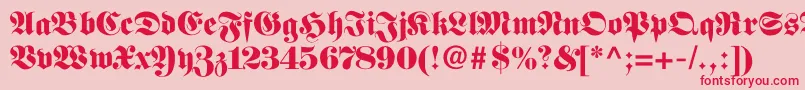 Fettefraktur-Schriftart – Rote Schriften auf rosa Hintergrund