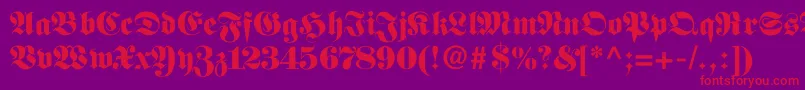 フォントFettefraktur – 紫の背景に赤い文字