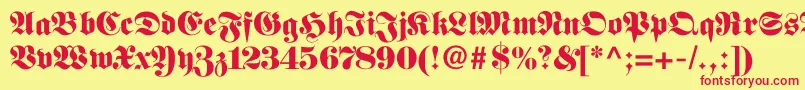 Fettefraktur Font – Red Fonts on Yellow Background