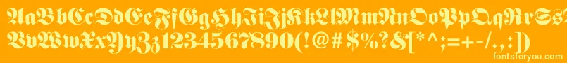 Fettefraktur-Schriftart – Gelbe Schriften auf orangefarbenem Hintergrund