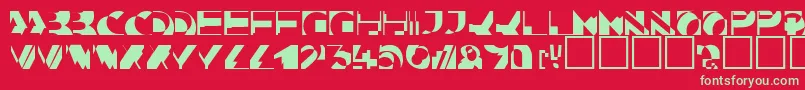 フォントKahunacapssskRegular – 赤い背景に緑の文字