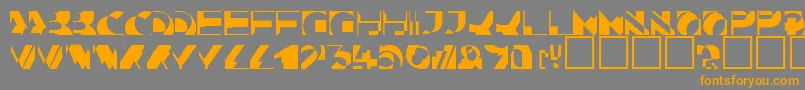 フォントKahunacapssskRegular – オレンジの文字は灰色の背景にあります。