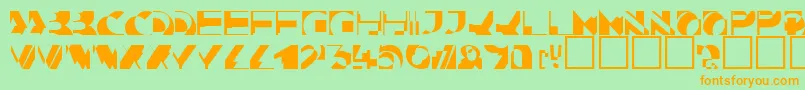 フォントKahunacapssskRegular – オレンジの文字が緑の背景にあります。