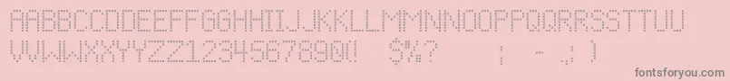 Cfchristmasstitchregular-fontti – harmaat kirjasimet vaaleanpunaisella taustalla