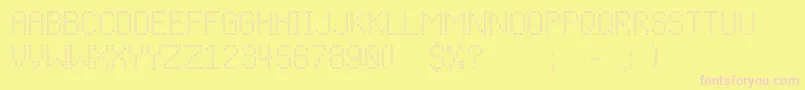 Cfchristmasstitchregular-fontti – vaaleanpunaiset fontit keltaisella taustalla