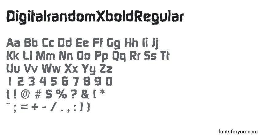 Шрифт DigitalrandomXboldRegular – алфавит, цифры, специальные символы