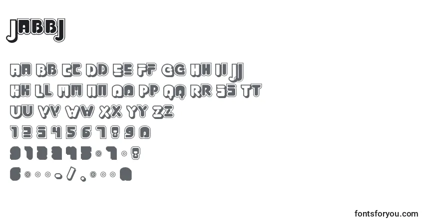 Jabbj-fontti – aakkoset, numerot, erikoismerkit
