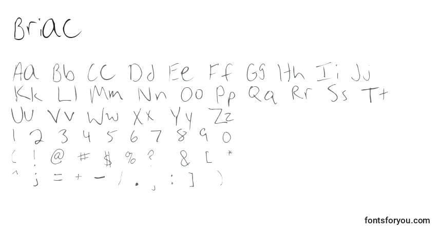 Шрифт Briac – алфавит, цифры, специальные символы