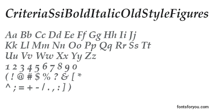 A fonte CriteriaSsiBoldItalicOldStyleFigures – alfabeto, números, caracteres especiais