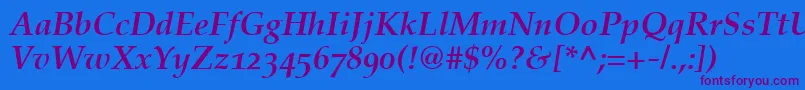 CriteriaSsiBoldItalicOldStyleFigures Font – Purple Fonts on Blue Background