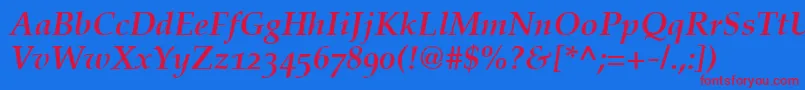 CriteriaSsiBoldItalicOldStyleFigures Font – Red Fonts on Blue Background