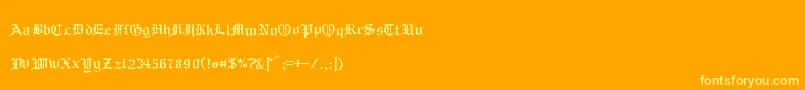 RmAlbion-Schriftart – Gelbe Schriften auf orangefarbenem Hintergrund