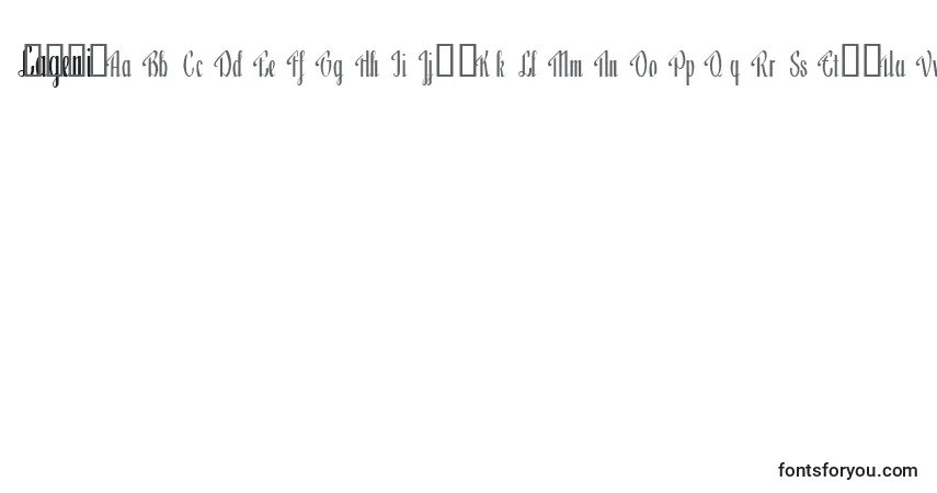 Czcionka Lageni – alfabet, cyfry, specjalne znaki