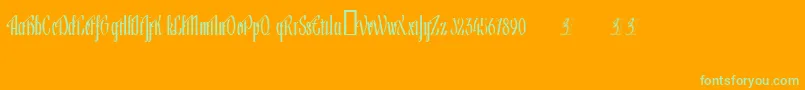 Lageni-Schriftart – Grüne Schriften auf orangefarbenem Hintergrund