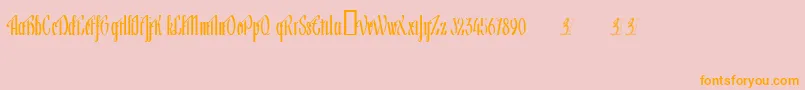 Lageni-Schriftart – Orangefarbene Schriften auf rosa Hintergrund