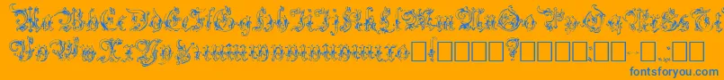 Strelsau Font – Blue Fonts on Orange Background