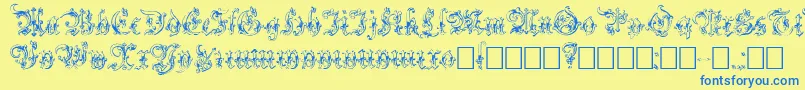 Strelsau Font – Blue Fonts on Yellow Background