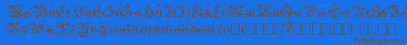 Strelsau-Schriftart – Braune Schriften auf blauem Hintergrund