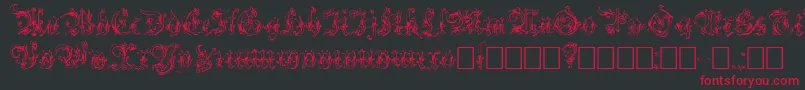 フォントStrelsau – 黒い背景に赤い文字